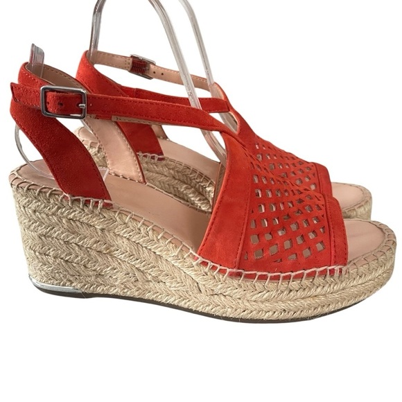Franco Sarto Celestial Wedge Suede Sandals Orange with silver hardware size 7.5 - Picture 3 of 12